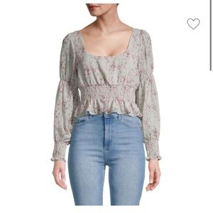 LUSH Smocked-Waist Floral Top